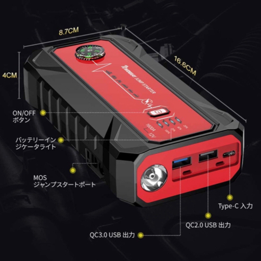 ジャンプスターター エンジンスターター 20000mAh 大容量 1600A
