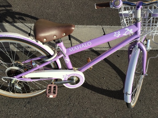 むらさき色　女の子用　中古自転車チェーン新品　整備済み