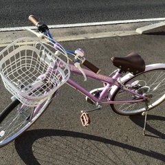 むらさき色　女の子用　中古自転車チェーン新品　整備済み