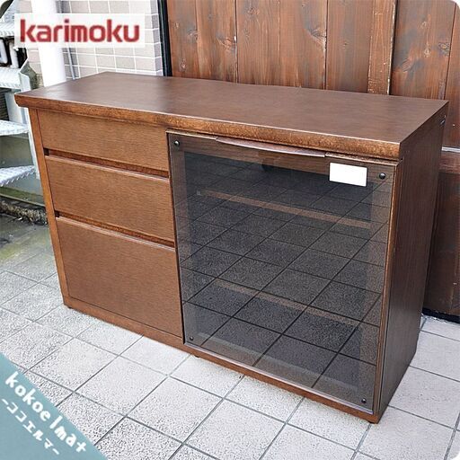 karimoku(カリモク家具) HU4267ME オーク材 サイドボード♪シックな色味とシンプルなデザインが魅力のリビングボード。北欧テイストのフォルムはリビングのアクセントに。和室にもおすすめ！BK370