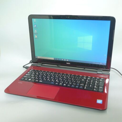 新品SSD 中古美品 赤色 ノートパソコン 15.6型 NEC PC-LS150SSR-KS 第4世代 Celeron 4GB DVDRW 無線 Bluetooth カメラ Win10 Office