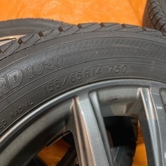 155/65R14 9分山スタッドレス、アルミセット（小石有）