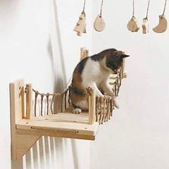 【ネット決済】Umoraキャットタワー 木製 吊り橋 猫ベッド ...