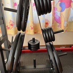 ※取引進行中【現地引取限定】バーベルダンベル140kgセット スタンド&ラック付き