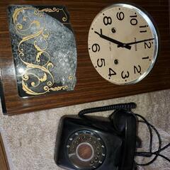 昔の時計、黒電話