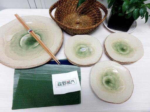 ■森野熊八/お皿6枚・菜箸・かご・ランチョンマットセット/未使用品■
