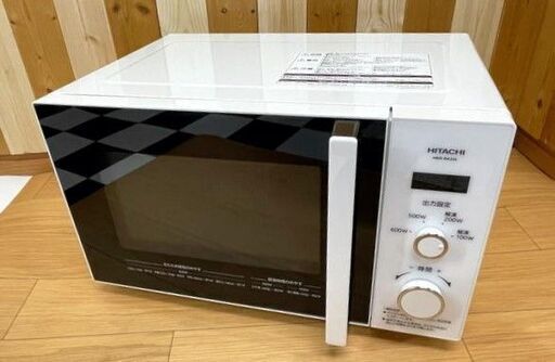 美品　電子レンジ HITACHI HMR-BK220-Z6 2019年製　ホワイト　22L　60Hz専用　ターンテーブル式　キッチン　料理　住まい