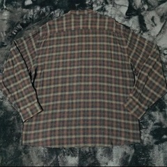 no collar shirt old vintage ノーカラーチェックシャツ