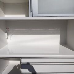 松田家具 白エナメル塗装 キッチンボード 食器棚『美品中古』W1165