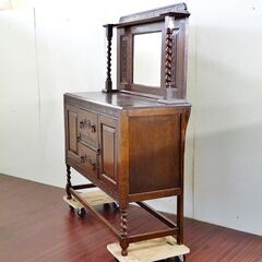 山口)下松市より　山口)アンティーク調 ドレッサー 鏡台 オーク材 開き戸2戸 引き出し2段 幅123×奥行48×高さ153cm　BIZHL32H