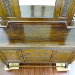 山口)下松市より　山口)アンティーク調 ドレッサー 鏡台 オーク材 開き戸2戸 引き出し2段 幅123×奥行48×高さ153cm　BIZHL32H