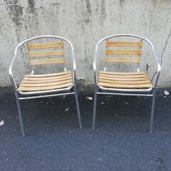 【ネット決済】ガーデンチェア　スタッキング椅子　アルミ×木　10...