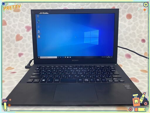 軽量 薄型 ノートパソコン 中古美品 爆速SSD フルHD 11.6型 SONY SVP112A16N 第4世代Core i3 4GB 無線 WiFi カメラ Windows10 Office