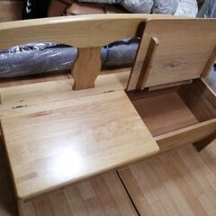 【ネット決済】収納つき木製長椅子