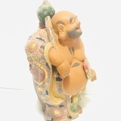 蔵出し 古美術品 骨董品 久谷 九谷焼 色絵金彩 布袋 七福神 縁起物 置物 オブジェ 陶磁器 工芸品 高さ47cm