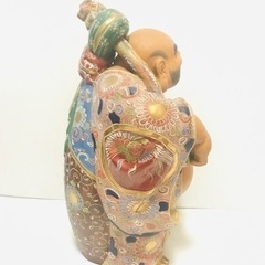 蔵出し 古美術品 骨董品 久谷 九谷焼 色絵金彩 布袋 七福神 縁起物 置物 オブジェ 陶磁器 工芸品 高さ47cm