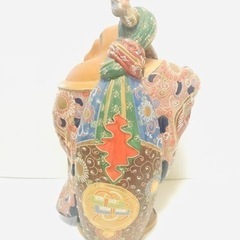 蔵出し 古美術品 骨董品 久谷 九谷焼 色絵金彩 布袋 七福神 縁起物 置物 オブジェ 陶磁器 工芸品 高さ47cm
