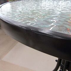 札幌市/清田区　ラタン調 ガーデンテーブルチェア テーブルセット ガーデニング ガラステーブル ガーデンチェア