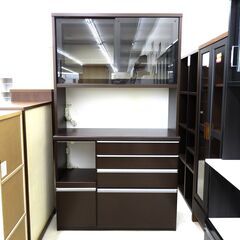 北海道/千歳市 大川家具 セパレート食器棚 ポセイドン120レンジ ブラウン 幅118㎝×奥行き48.5㎝×高さ206.5㎝ キッチン収納 近郊配送/店頭でのお受け渡し大歓迎 北海道/千歳市 大川家具 セパレート食器棚 ポセイドン120レンジ