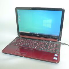 新品SSD 日本製 中古良品 赤 ノートパソコン 15.6型 富士通 AH54/G 第2