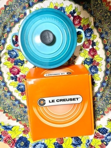 ル・クルーゼ (LE CREUSET) 24cm ココット・ロンド カリビアンブルー