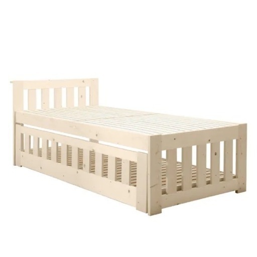 天然木パイン材　収納式親子（ツイン）タイプのすのこ2段ベッド
