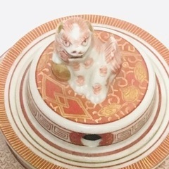 九谷焼 九谷 九谷峯久 峯久 赤絵金彩 耳付 獅子香炉 香炉 三足