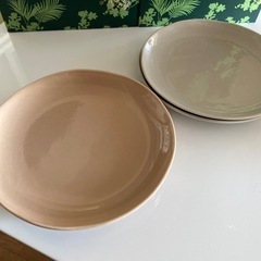 大皿 直径24.5cm くすみピンク&グレー 計4枚