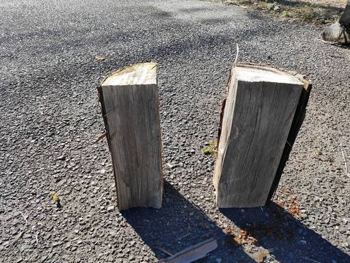 ヒノキ　杉　乾燥済み　薪 大中割り　２トン車１台　県内配送料込み