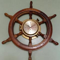 船舵　操舵輪　木製　掛時計