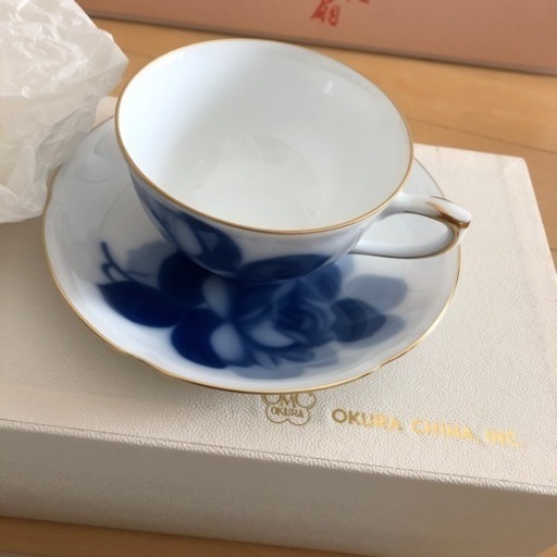 新品　小倉陶園　ブルーローズ２客セット