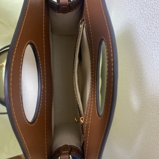 BURBERRY バーバリー ミニ ツートン キャンバス＆レザー ポケットバッグ