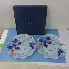 JM13676)金蘭 オードブル皿/中皿 花柄 ブルー 直径：約...