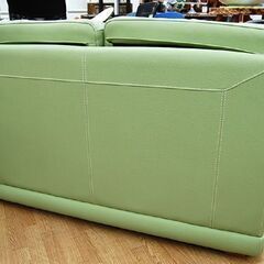 ライムグリーン 2人掛けソファ ファニシング購入! 2人掛けソファ 革製 ライムグリーン系 幅152