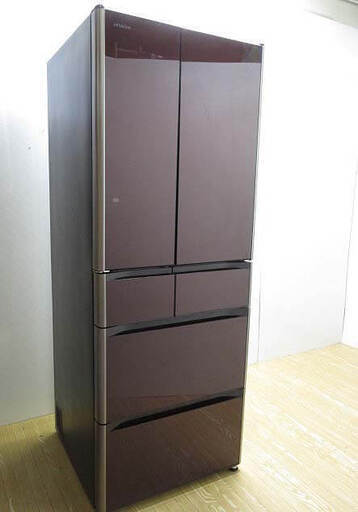 ss3141　日立　冷凍冷蔵庫　R-G5200F(XT)　505L　6ドア　大型　HITACHI　フレンチドア　クリスタルブラウン　大容量　タッチパネル　ファミリー向け　冷蔵庫　冷凍庫　観音開き
