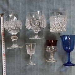クリスタルグラス各種五点と手作りグラス