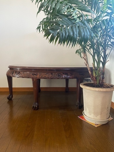 唐木テーブル　ローテーブル　彫刻 木製　工芸品