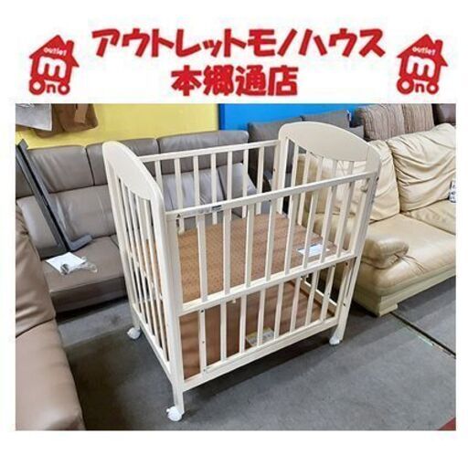 美品!【KATOJI ベビーベッド M/T-05】ミニベッド 生後24ヵ月以内 ホワイト 白 分解＆組立て可能 ミニサイズ コンパクトサイズ カトージ 札幌 本郷通店