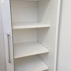 創愛 食器棚 スライド扉 棚板可動式 ライトグレー□幅88cm×