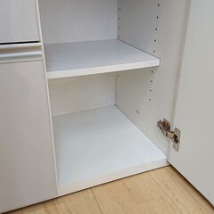 創愛 食器棚 スライド扉 棚板可動式 ライトグレー□幅88cm×