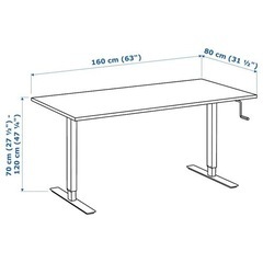 【IKEA】SKARSTA スカルスタ デスク 昇降式, ベージュ/ホワイト160x80 cm - 売ります・あげます