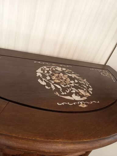 ま*ん様 螺鈿　木製　中国　唐木　骨董 中古 唐木造りの高級螺鈿象嵌イス2脚セット