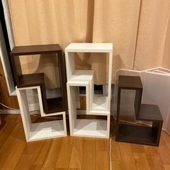 【ネット決済】ブロック型カラーボックス　茶白　5個セット