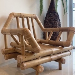 【お取引中】バンブーソファ　イス　テーブル　アジアンインテリア　竹　リビング　バリ　アジアンリゾート 天然竹使用