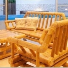 【お取引中】バンブーソファ　イス　テーブル　アジアンインテリア　竹　リビング　バリ　アジアンリゾート 天然竹使用