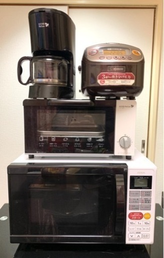 配送可能　電子レンジ　炊飯器　トースター　コーヒーメーカー　4点セット　動作確認済み　状態良好