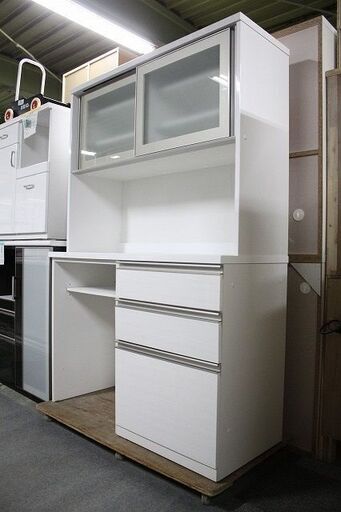ニトリ 組み合わせキッチンボード 高級 リガーレ 幅120センチ  食器棚 中古家具 店頭引取歓迎 R4697)