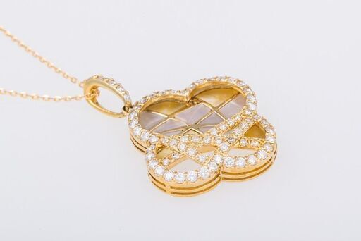 K18 白蝶貝・ダイヤモンド ネックレス 品番n20-500
