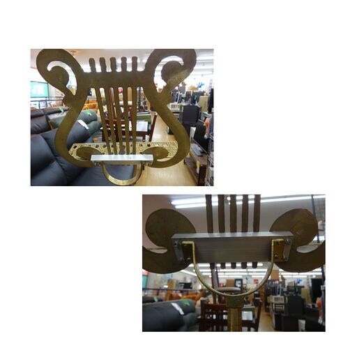 アンティーク レトロ ハープ型譜面台 楽譜立て 看板スタンド ゴールド