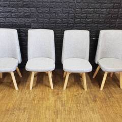 【10155】ダイニング回転チェア４脚セット・ライトグレー